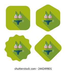 Swimming suit flat icon with long shadow