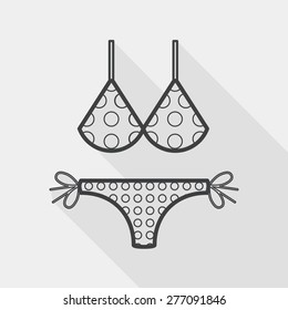 Swimming suit flat icon with long shadow, line icon