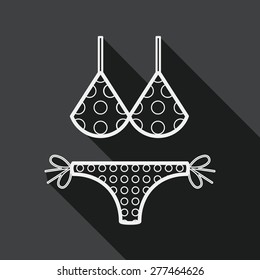 Swimming suit flat icon with long shadow, line icon
