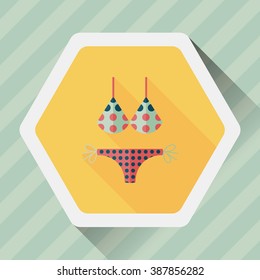 Swimming suit flat icon with long shadow