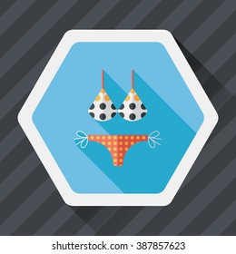 Swimming suit flat icon with long shadow