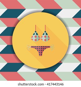 Swimming suit flat icon with long shadow