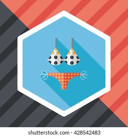 Swimming suit flat icon with long shadow