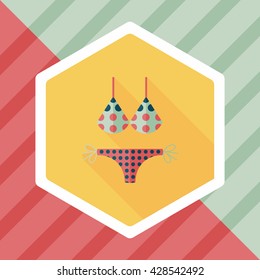 Swimming suit flat icon with long shadow