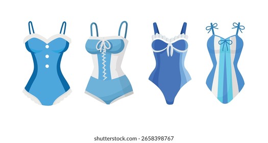 Badeanzug. Flacher Vektorclipart, Illustration mit isoliertem Hintergrund.