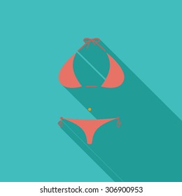 Swimming suit icon. Flat vector related icon with long shadow for web and mobile applications. It can be used as - logo, pictogram, icon, infographic element. Vector Illustration.