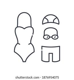 Swimming suit icon, linear isolated illustration, thin line vector, web design sign, outline concept symbol with editable stroke on white background.