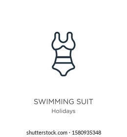 Swimming suit icon. Thin linear swimming suit outline icon isolated on white background from holidays collection. Line vector sign, symbol for web and mobile