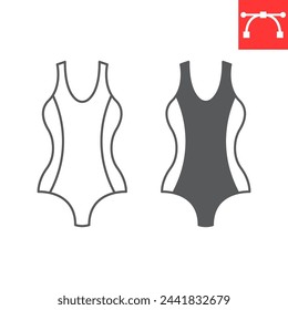 Línea de traje de baño e icono de glifo, verano y ropa de playa, ropa interior icono de vector, gráficos vectoriales, signo de contorno de trazo editable, eps 10.