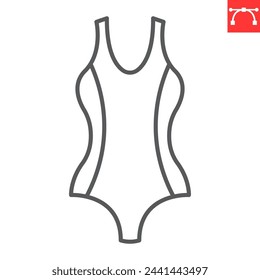 Swimming suit line icon, summer and beachwear, underwear vector icon, vector graphics, editable stroke outline sign, eps 10.