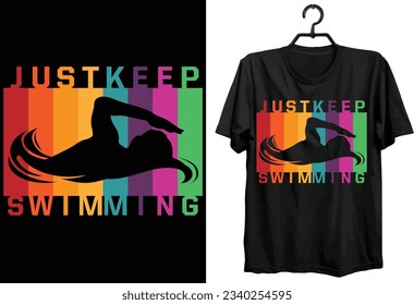 Diseño de camisetas de Swimming Svg. Gracioso Regalo Diseño De Camisetas Para Amantes Del Baño. Typografía, Custom, diseño de camisetas vectoriales. Diseño de camisetas para todos los jugadores de natación del mundo.