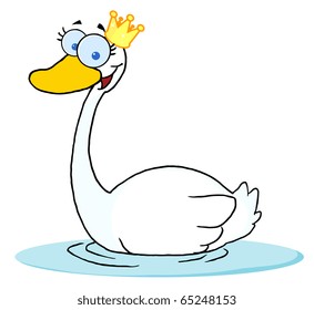 Swimming Swan With A Crown