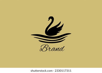 Swimming swan logo vector illustration