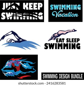 swimming t shirt design bundle
