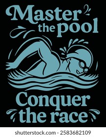 swimming t shirt design for vector illustration