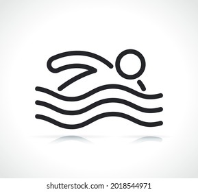 icono de la línea delgada de natación aislado