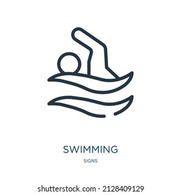 swimming thin line icon. pool, sport linear icons from signs concept isolated outline sign. Vector illustration symbol element for web design and apps.