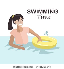 Swimming Time Illustration. Splash Illustration. Vector Illustration.