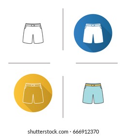 Swimming trunks icon. Flat design, linear and color styles. Sport shorts. Isolated vector illustrations