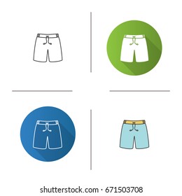 Swimming trunks icon. Flat design, linear and color styles. Sport shorts. Isolated vector illustrations