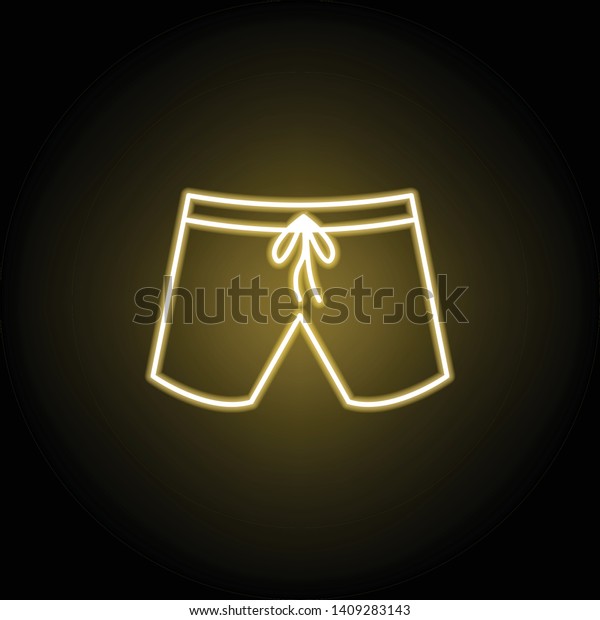 swimming trunks icon in neon\
style. Signs and symbols can be used for web, logo, mobile app, UI,\
UX
