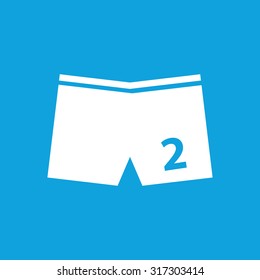 Swimming trunks icon, simple white image isolated on blue background