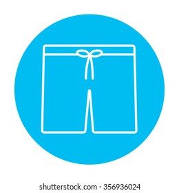 Swimming trunks line icon for web, mobile and infographics. Vector white icon on the light blue circle isolated on white background.