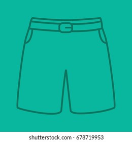Swimming trunks linear icon. Sport shorts. Thin line outline symbols on color background. Vector illustration
