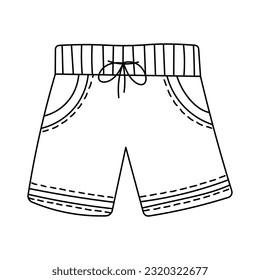 Swimming trunks for men. Doodle simple clipart. All objects are repainted.