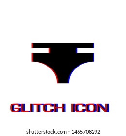 Swimming trunks for men icon flat. Simple pictogram - Glitch effect. Vector illustration symbol
