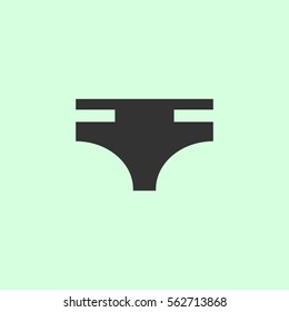 Swimming trunks for men icon flat. Grey vector symbol on green background