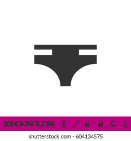 Swimming trunks for men icon flat. Black pictogram on white background. Vector illustration symbol and bonus button