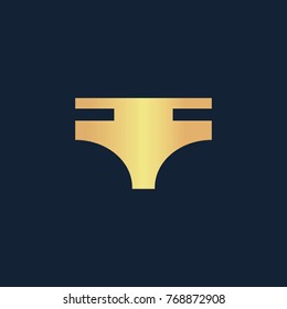 Swimming trunks for men icon flat. Simple gold pictogram on dark background. Vector illustration symbol