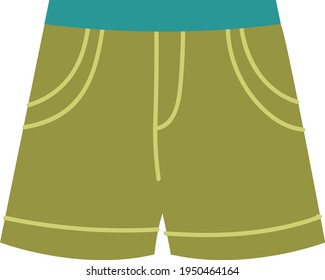 Los troncos de baño son un vector verde. Icono retro estilo Doodle. Logo de la ropa aislado en fondo blanco