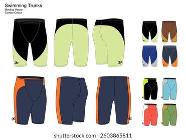Swimming Trunks MOCKUP VECTOR With Combo Colour