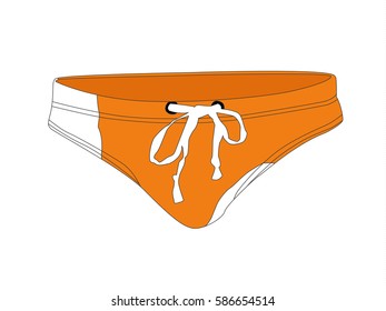 Swimming trunks orange realistic vector illustration isolated no background