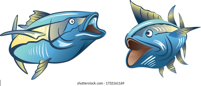 Swimming of Tuna Blackfin Vector Illustration tuna fish bluefin drawing