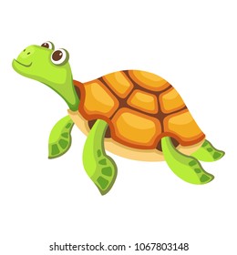 Swimming turtle icon. Cartoon illustration of swimming turtle vector icon for web