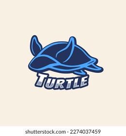 Swimming turtle icon logo illustration