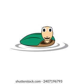 Swimming turtle logo inspiration, white background illustration
