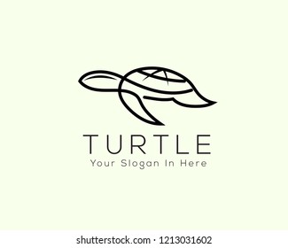 swimming turtle logo, line art tortoise logo inspiration