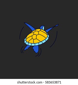 Swimming turtle symbol simple flat icon on background