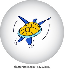 Swimming turtle symbol simple flat icon on background