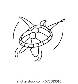Swimming turtle symbol simple line icon on background
