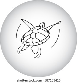 Swimming turtle symbol simple line icon on background