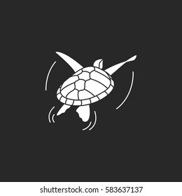 Swimming turtle symbol simple silhouette icon on background