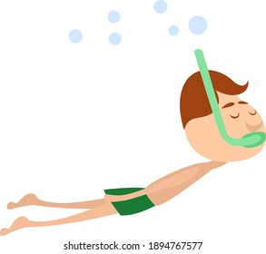 Swimming under water, illustration, vector on white background