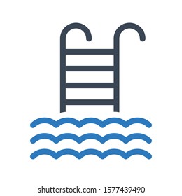 swimming vector glyph color icon 