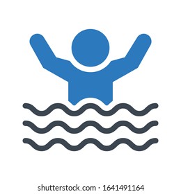swimming vector glyph flat icon 