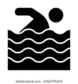Icono De Glifo Vector De Natación Para Uso Personal Y Comercial.
